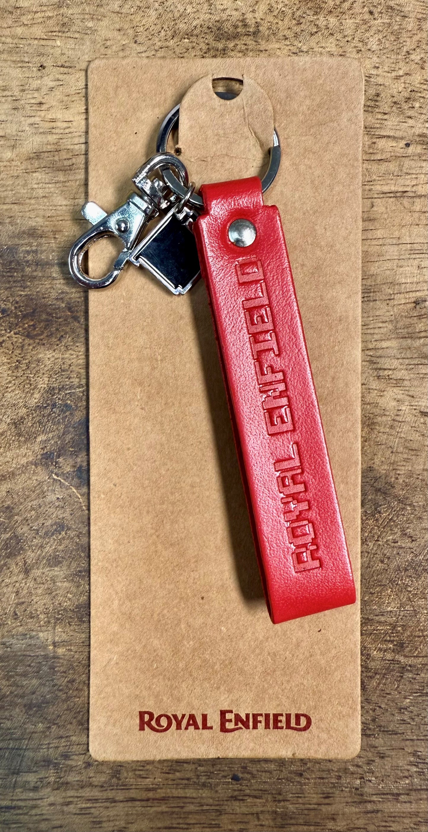 Royal Enfield Metal Charm Keyring - Red