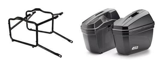 Givi Pannier Brackets and E22 Side-cases - Super Meteor 650