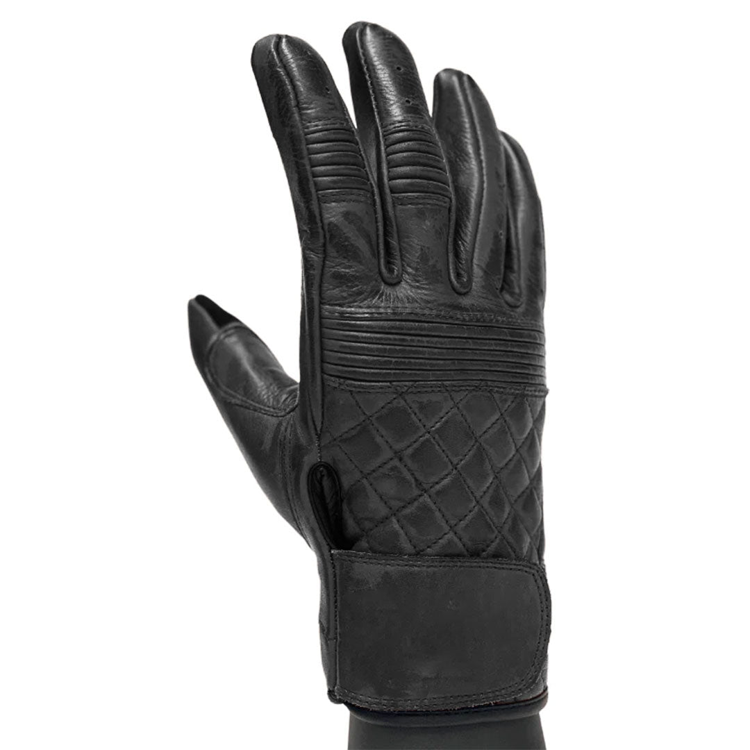 Cafe Quilted Leather Motorcycle Gloves