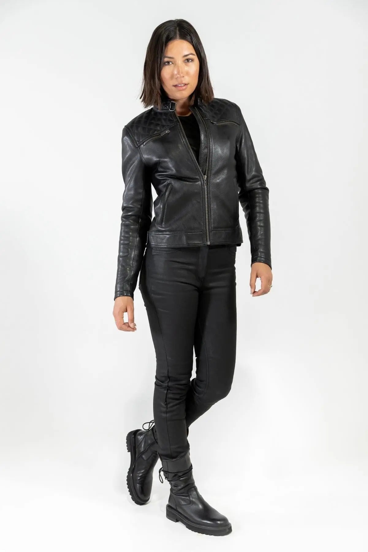 Isla Black Leather Motorcycle Jacket Merla Moto