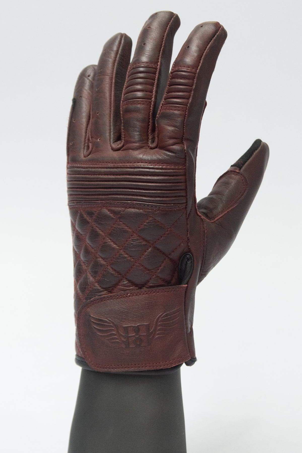 Cafe Quilted Leather Motorcycle Gloves Merla Moto